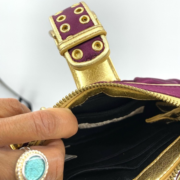 Nine West Chain Link ‘Deep Plum/Gold’ Mini Purse - Picture 3 of 12